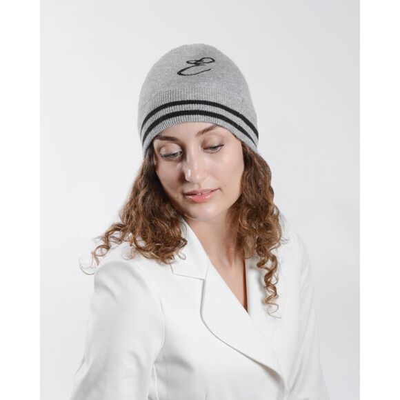 Crown of Edinburgh Cashmere Cashmere Beanie HatGrey Marl Women Grey Hats - Picture 6 of 6